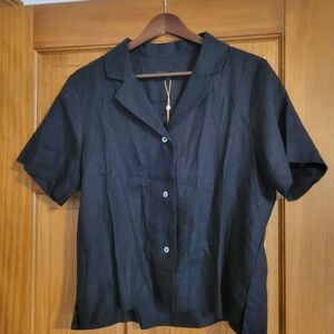 NWT Quince Black Linen Top And Skirt